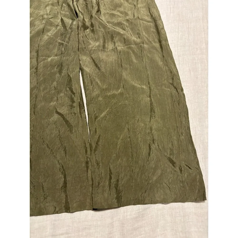 J. Crew Stratus Pant in Textured Satin Womens Size Large Petite Green NEW